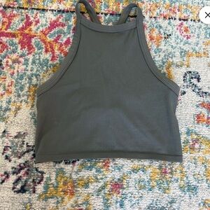 Wild Fable Gray Fitted Crop Tank Top